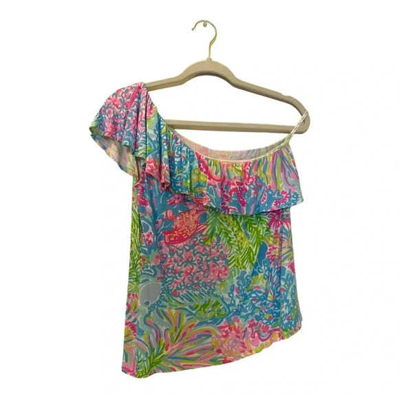 Lilly Pulitzer One Shoulder Ruffle Neveah Top // Size Small - Picture 3 of 4